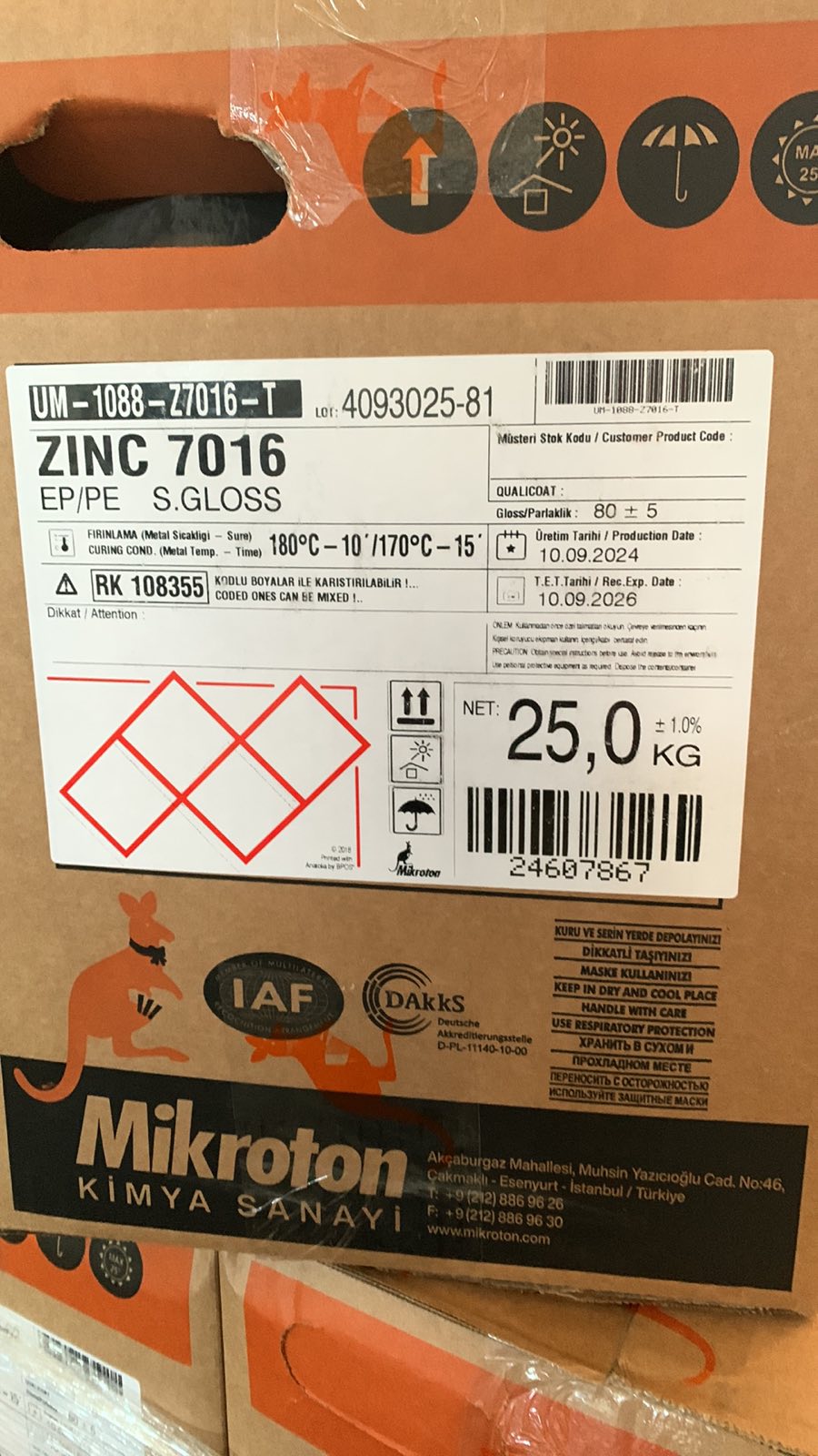 Порошковий поліефірний грунт Mikroton UM-1088-Z7016-T RAL ZINC 7016 сірий глянець 25 кг.